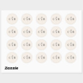 Minimalistisch monogram Floral Ivory Cream Wedding Ronde Sticker (Vel)