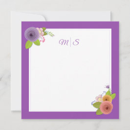 Minimalistisch monogram Floral Wreatalized Bedankkaart
