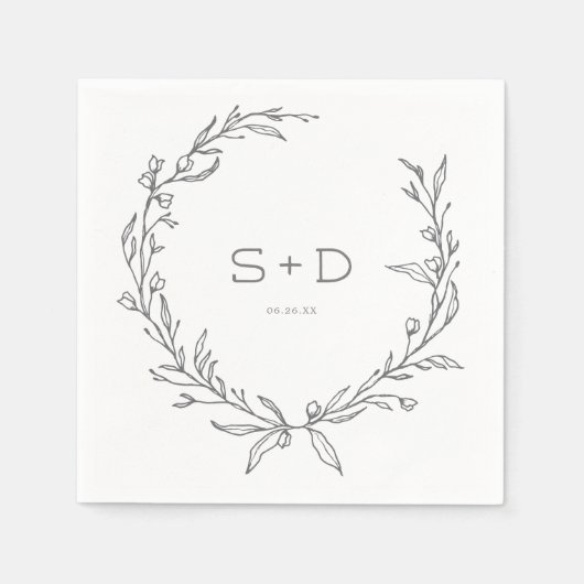 Minimalistisch monogram Formele bruiloft Cocktail  Servet (Voorkant)