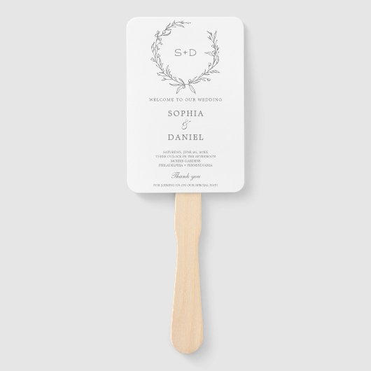 Minimalistisch Monogram Formele Huwelijksprogramma Handwaaier (Voorkant)