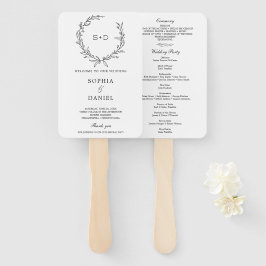 Minimalistisch Monogram Formele Huwelijksprogramma Handwaaier