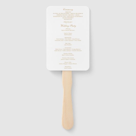 Minimalistisch Monogram Formele Huwelijksprogramma Handwaaier (Achterkant)