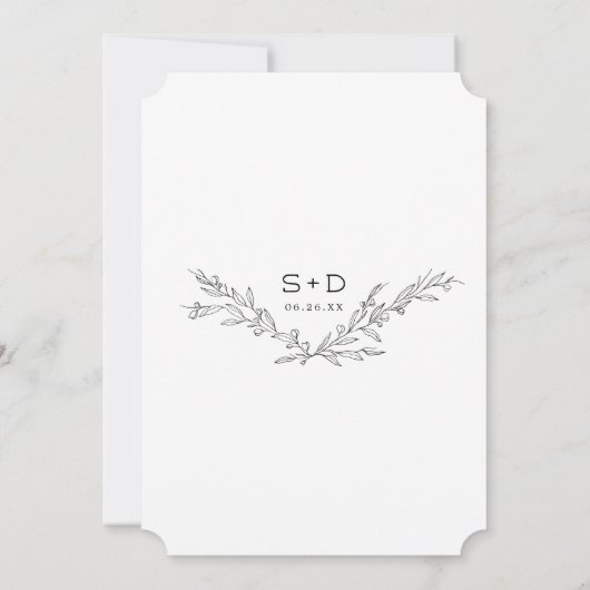 Minimalistisch Monogram Formele Huwelijksuitnodigi Kaart (Achterkant)