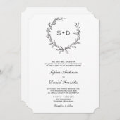 Minimalistisch Monogram Formele Huwelijksuitnodigi Kaart (Voorkant / Achterkant)