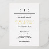 Minimalistisch monogram foto-bruiloft Gold Gold Folie Uitnodiging (Voorkant)
