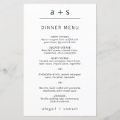 Minimalistisch Monogram Foto Eenvoudige Trouwmenu (Voorkant)