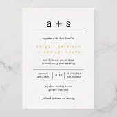 Minimalistisch Monogram Foto Moderne Bruiloft Folie Uitnodiging (Voorkant)