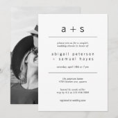Minimalistisch monogram foto-paar bruiloft kaart (Voorkant / Achterkant)