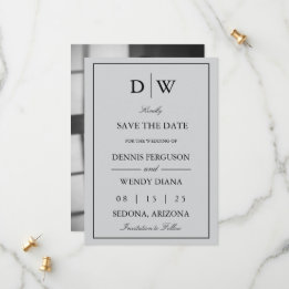 Minimalistisch Monogram Foto Save The Date
