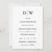 Minimalistisch Monogram Foto Save The Date (Voorkant)