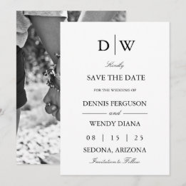 Minimalistisch Monogram Foto Save The Date