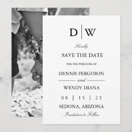 Minimalistisch Monogram Foto Save The Date