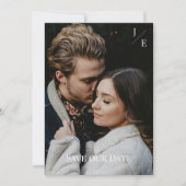 Minimalistisch monogram foto save the date (Voorkant)