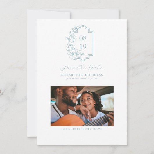 Minimalistisch Monogram | Foto Save the Date (Voorkant)