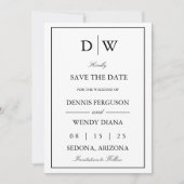 Minimalistisch Monogram Foto Save The Date (Voorkant)