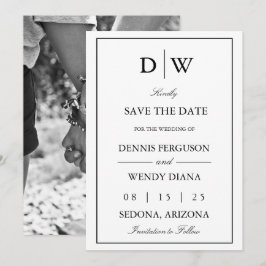 Minimalistisch Monogram Foto Save The Date