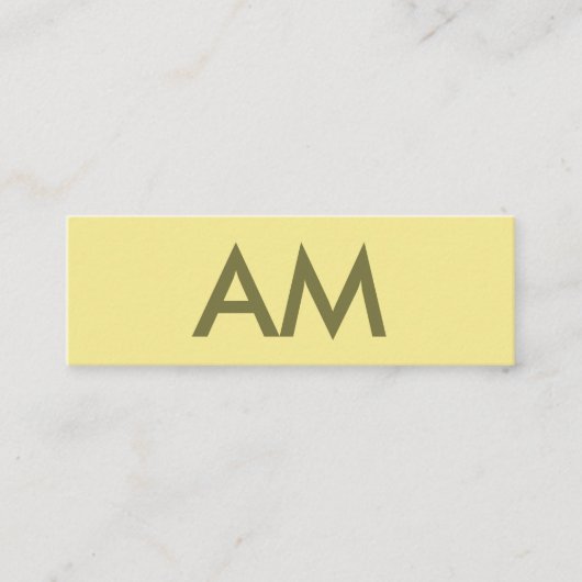 Minimalistisch Monogram Geel Mini Visitekaartje (Voorkant)
