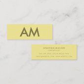 Minimalistisch Monogram Geel Mini Visitekaartje (Voorkant / Achterkant)