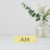 Minimalistisch Monogram Geel Mini Visitekaartje (Staand voorkant)