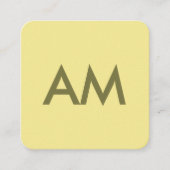 Minimalistisch monogram geel vierkante visitekaartje (Voorkant)