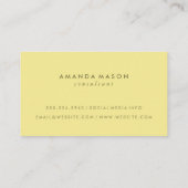 Minimalistisch monogram geel visitekaartje (Achterkant)