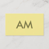 Minimalistisch monogram geel visitekaartje (Voorkant)