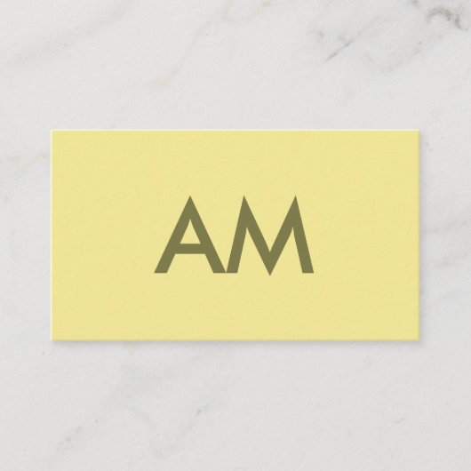Minimalistisch monogram geel visitekaartje (Voorkant)