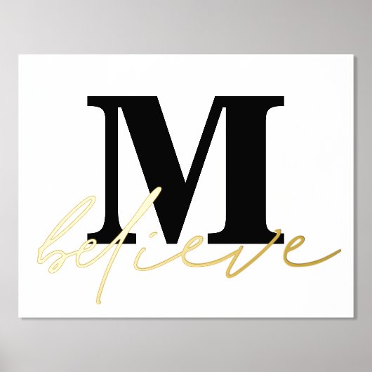 Minimalistisch monogram geloof script folie afdrukken (Voorkant)