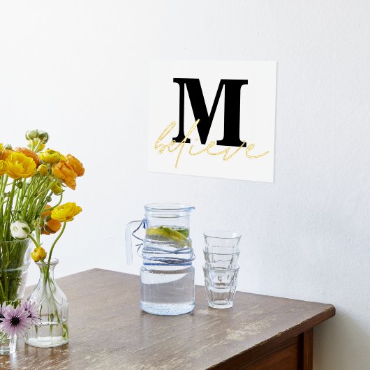 Minimalistisch monogram geloof script folie afdrukken (Laag (Keuken))