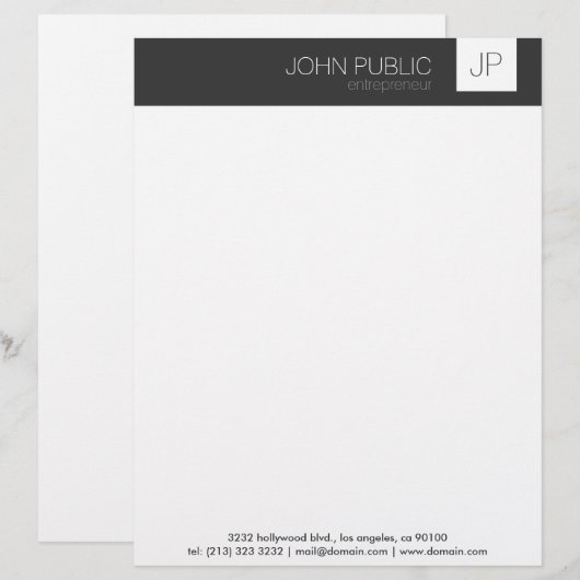 Minimalistisch monogram gepersonaliseerd briefhoofd (Voorkant / Achterkant)