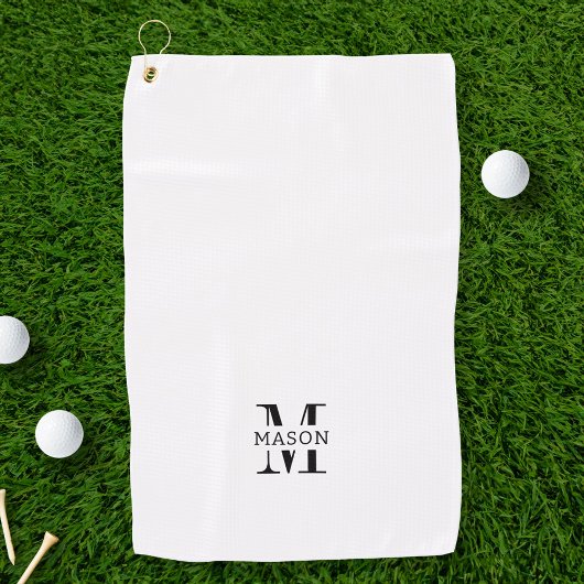 Minimalistisch monogram gepersonaliseerd golfhanddoek