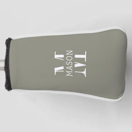 Minimalistisch monogram gepersonaliseerd golfheadcover (Voorkant)