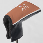 Minimalistisch monogram gepersonaliseerd golfheadcover (3/4 voorkant)