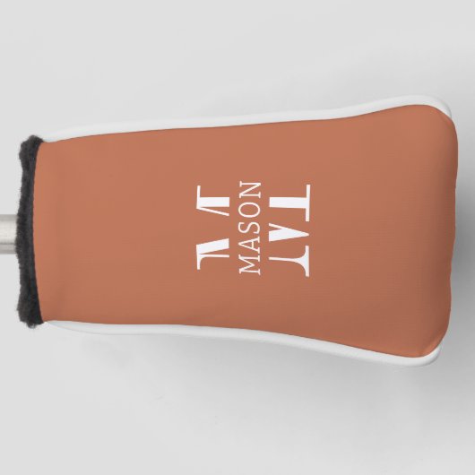Minimalistisch monogram gepersonaliseerd golfheadcover (Voorkant)