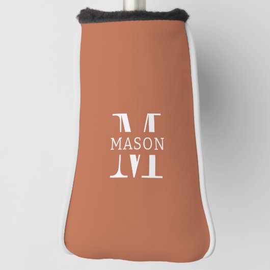 Minimalistisch monogram gepersonaliseerd golfheadcover (Draai 90)