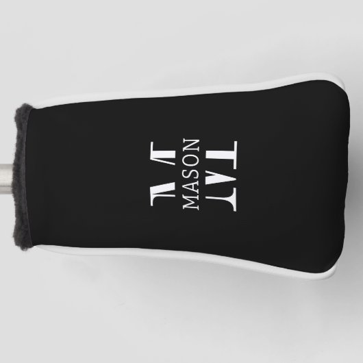 Minimalistisch monogram gepersonaliseerd golfheadcover (Voorkant)