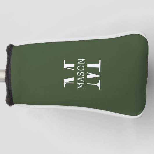 Minimalistisch monogram gepersonaliseerd golfheadcover (Voorkant)