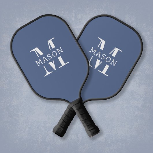Minimalistisch monogram gepersonaliseerd pickleball paddle