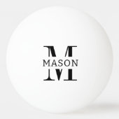 Minimalistisch monogram gepersonaliseerd pingpongbal (Voorkant)