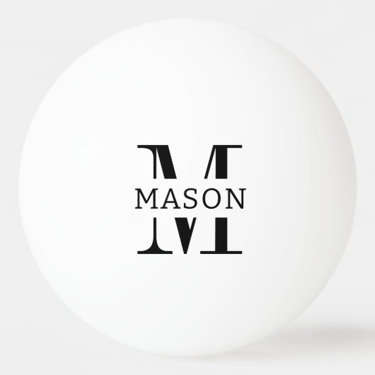 Minimalistisch monogram gepersonaliseerd pingpongbal (Voorkant)