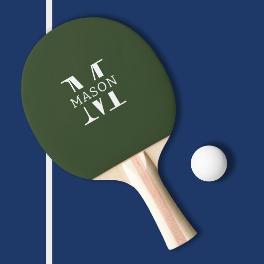 Minimalistisch monogram gepersonaliseerd tafeltennisbatje