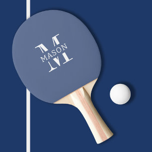 Minimalistisch monogram gepersonaliseerd tafeltennisbatje