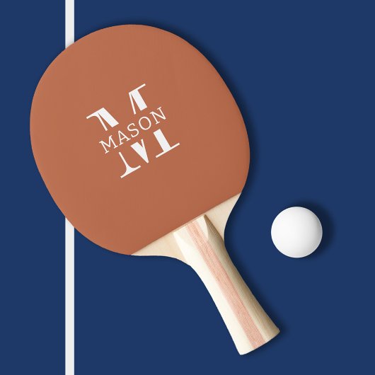 Minimalistisch monogram gepersonaliseerd tafeltennisbatje