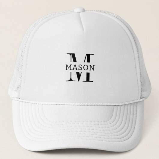 Minimalistisch monogram gepersonaliseerd trucker pet (Voorkant)