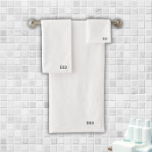 Minimalistisch monogram gepersonaliseerd wit bad handdoek