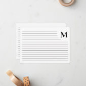 Minimalistisch monogram geregeerd notitiekaartje (Voorkant / Achterkant in situ)