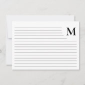 Minimalistisch monogram geregeerd notitiekaartje (Achterkant)