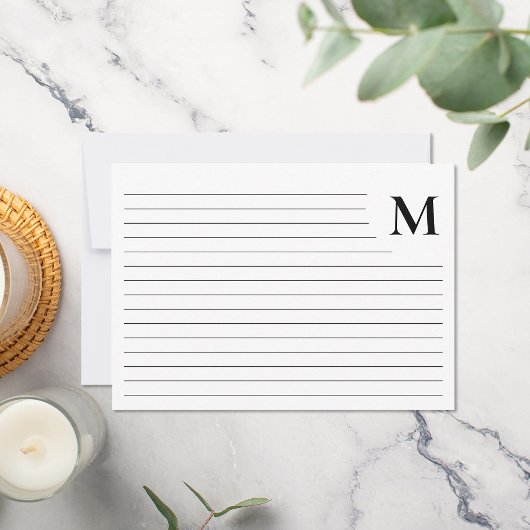 Minimalistisch monogram geregeerd notitiekaartje