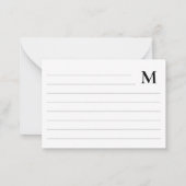 Minimalistisch monogram geregeerd notitiekaartje (Achterkant)