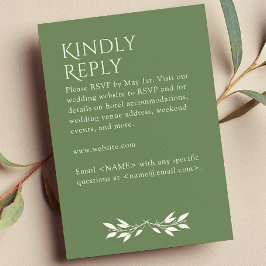 Minimalistisch monogram gestreept gedempt groen RSVP kaartje